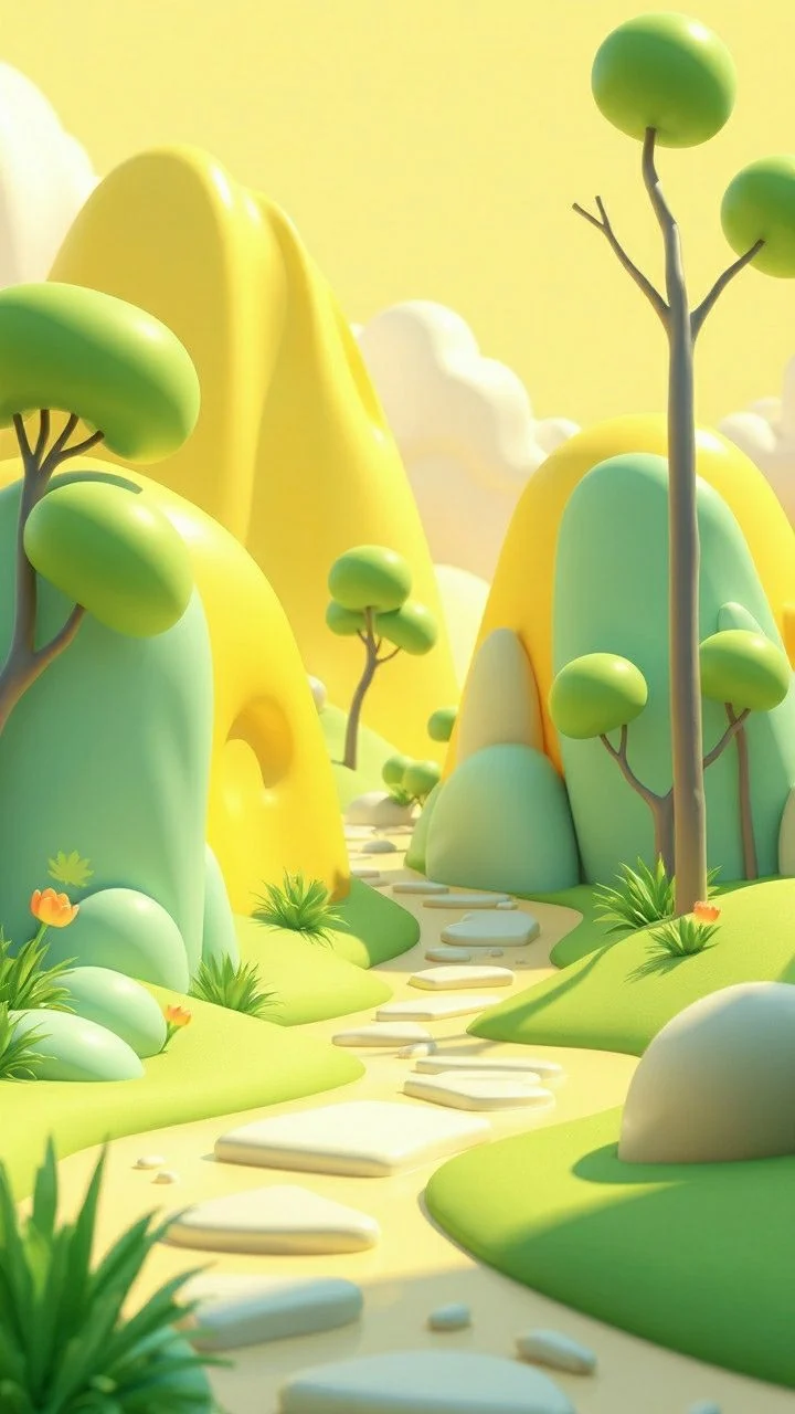 Surreal green landscape artwork