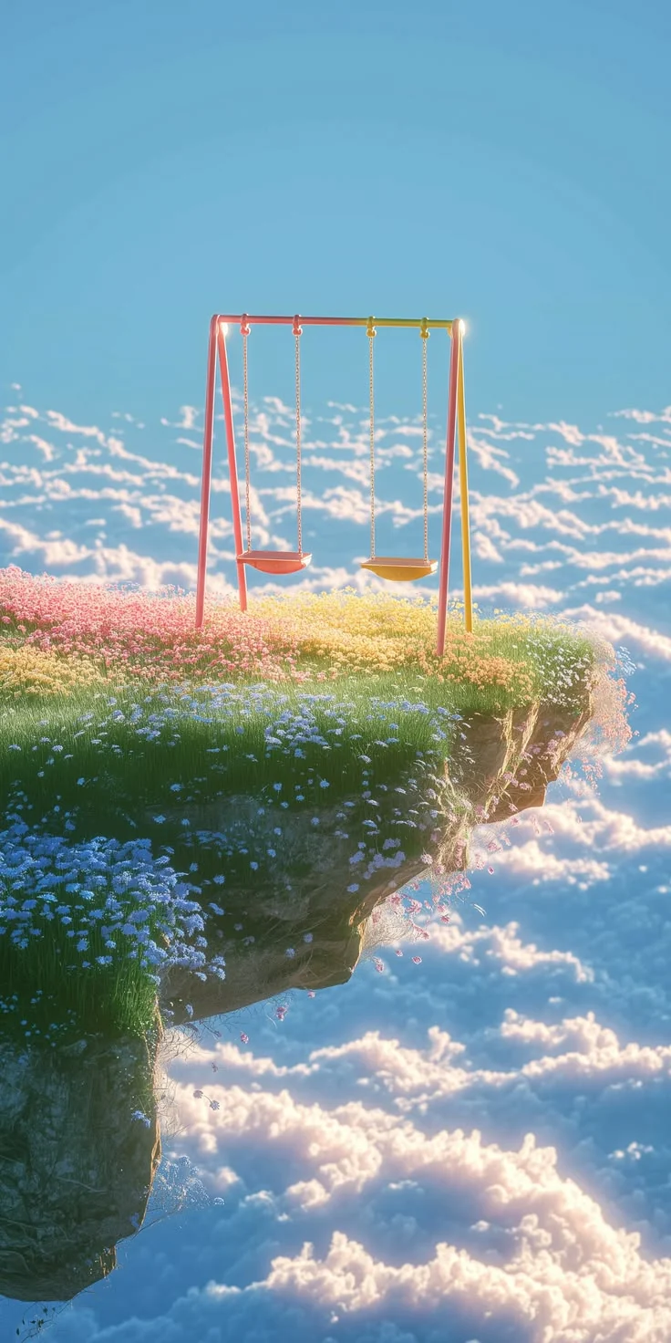 Floating island and swing artwork